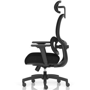 black mesh office chair side view