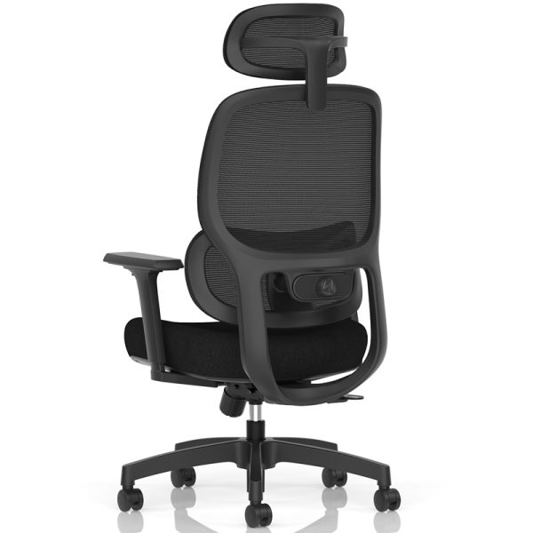 black mesh office chair back view