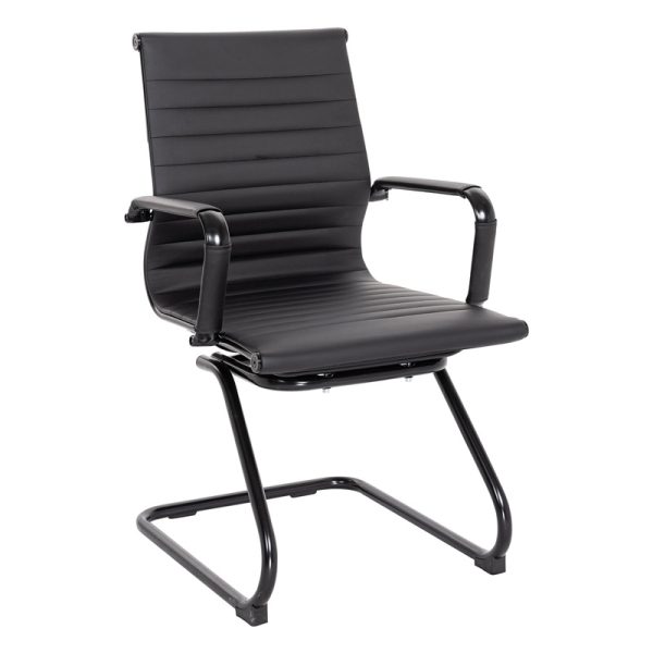 black meeting chair with black cantilever frame