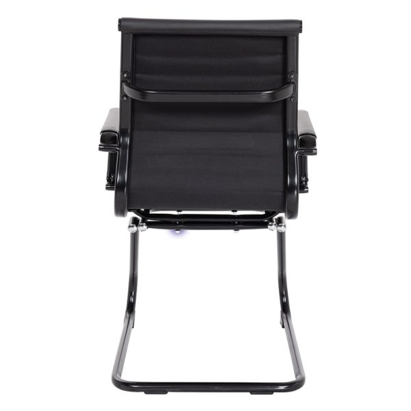 black meeting chair with black cantilever frame. Back view