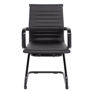 black meeting chair with black cantilever frame front view