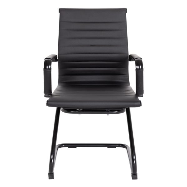 black meeting chair with black cantilever frame front view