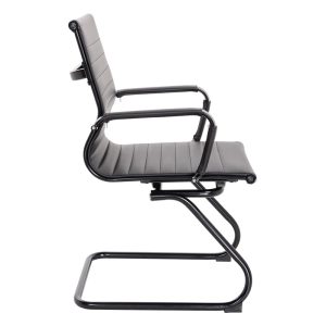 black visitor chair with black cantilever frame side view