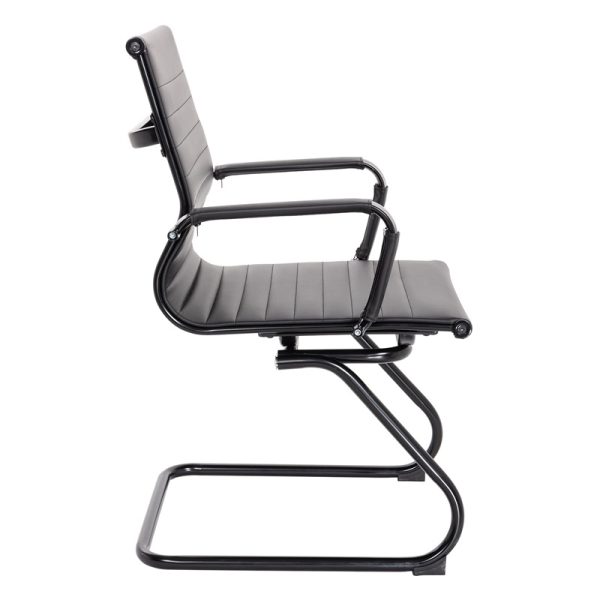 black visitor chair with black cantilever frame side view