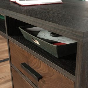 l shaped home office desk close up