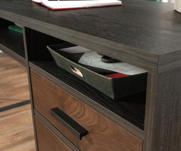 l shaped home office desk close up