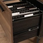 l shaped home office desk close up of file drawer