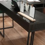 l shaped home office desk close up of back