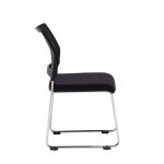 stackable multi purpose chair black with chrome sled frame side view