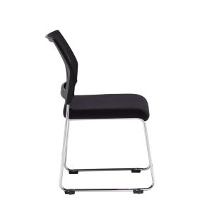 stackable multi purpose chair black with chrome sled frame side view