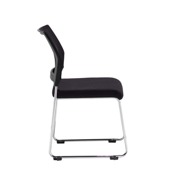 stackable multi purpose chair black with chrome sled frame side view