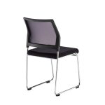 stackable multi purpose chair black with chrome frame back view