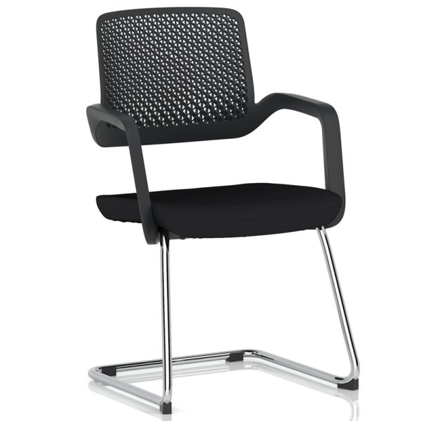 cantilever training chair black with chrome frame