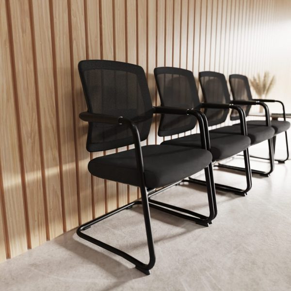 mesh back visitor chairs in row