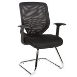 black visitor chair with mesh back and chrome cantilever frame