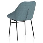 bistro chair in blue fabric back view