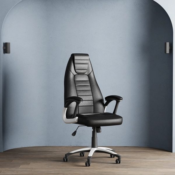 black leather look office chair