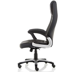 black leather office chair side view