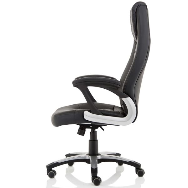 black leather office chair side view