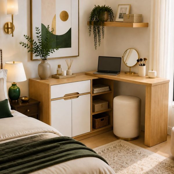 foldaway desk oak white in home office