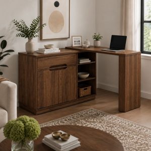 foldaway desk walnut in home office