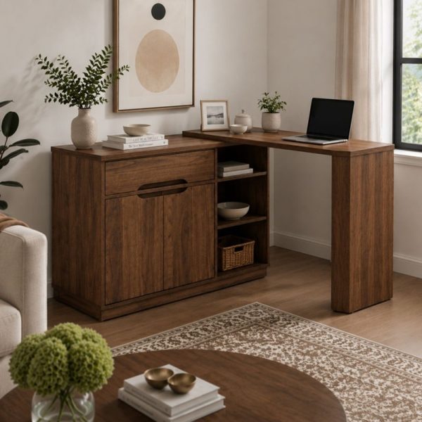 foldaway desk walnut in home office