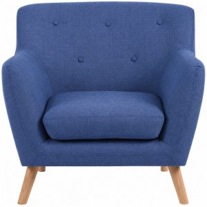 reception chair blue fabric skandi style with wooden legs