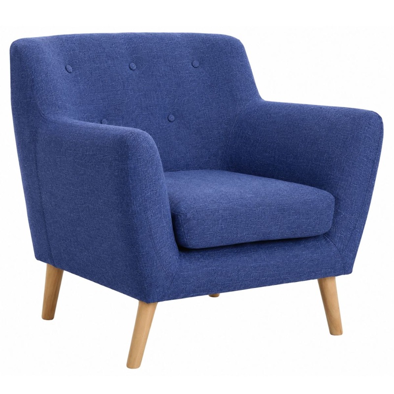 reception chair blue fabric skandi style with wooden legs