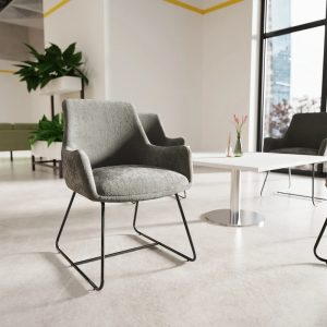 reception chair in grey velour
