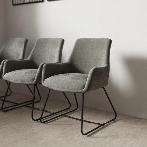 reception chair grey velour fabric