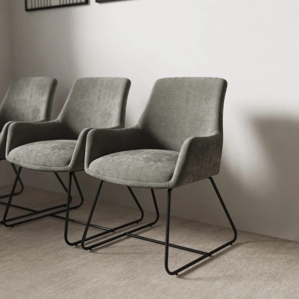 reception chair grey velour fabric