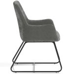reception chair in grey velour side view
