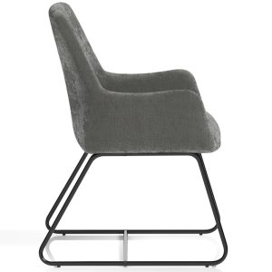 reception chair in grey velour side view