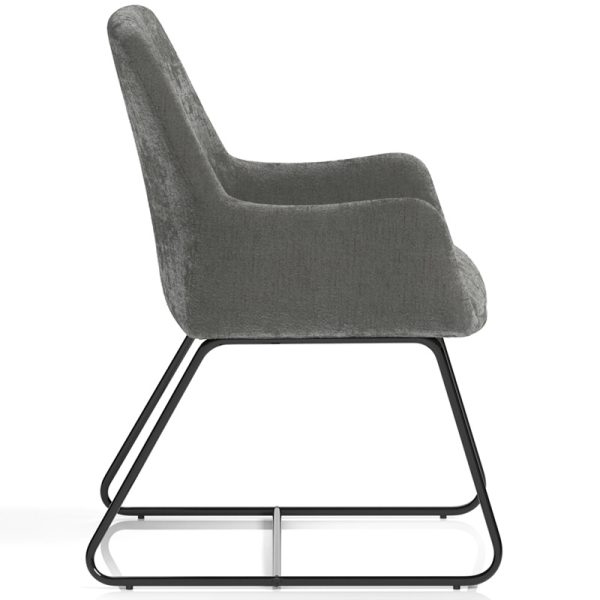 reception chair in grey velour side view