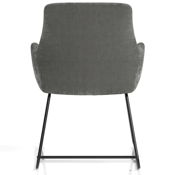 reception chair in grey velour back view