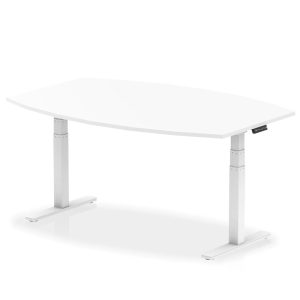 height adjustable high glass boardroom table white top and white frame