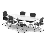 boardroom table with set of executive meeting chairs