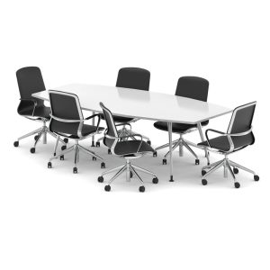 boardroom table with set of executive meeting chairs
