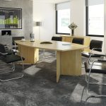 contemporary meeting chair with black leather seat and chrome cantilever frame
