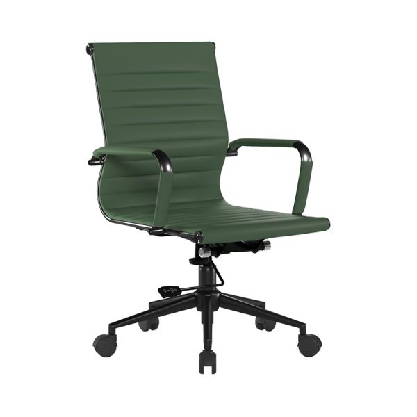 contemporary office chair with green upholstery and black frame