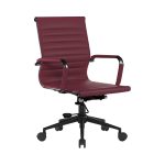 contemporary office chair in oxblood red upholstery and black frame