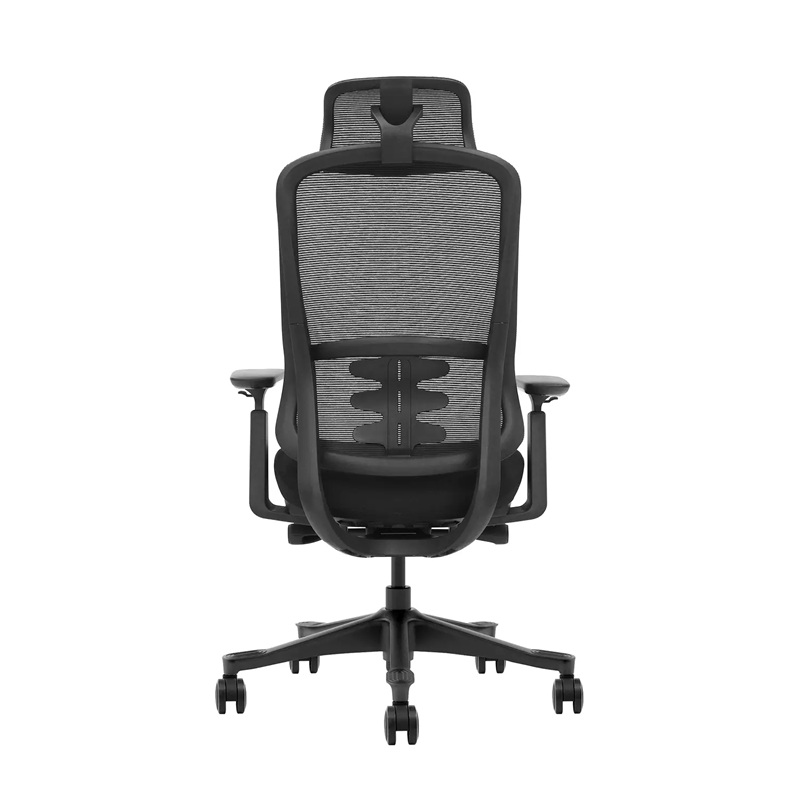 ergonomic office chair with mesh back and headrest back view