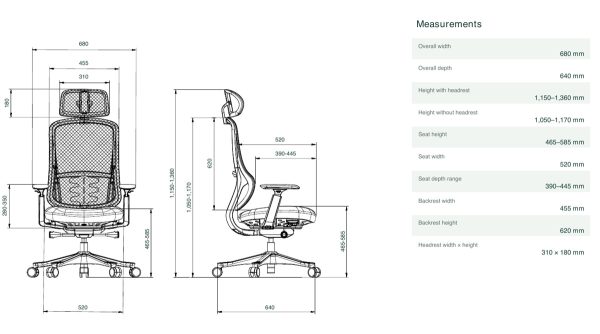 ergonomic office chair dimensions
