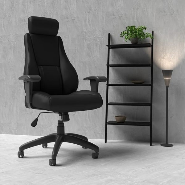 executive black faux leather office chair