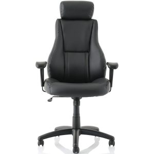 executive office chair in black faux leather