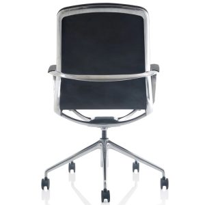 executive office chair in black upholstery and chrome detail back view