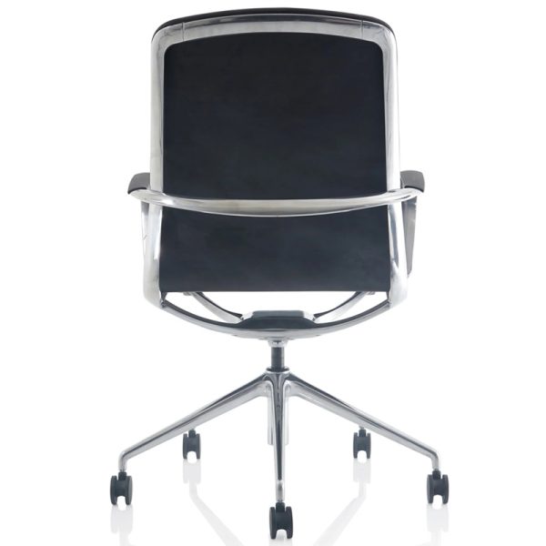 executive office chair in black upholstery and chrome detail back view