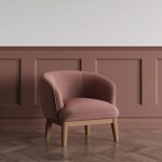 fabric accent chair in pink fabric