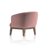 fabri accent chair with pink fabric back view