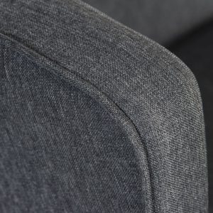 grey fabric accent chair close up